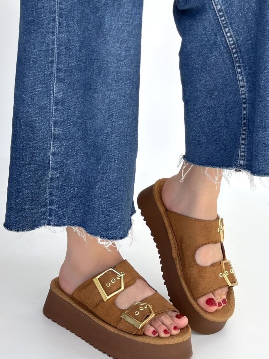 Coera Süet Çift Tokalı Terlik - ER268050