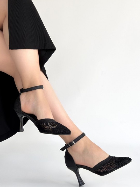 Wejra Cilt Tül Detaylı Topuklu Ayakkabı - ER267819