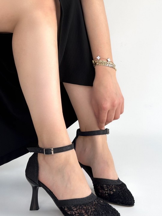 Wejra Cilt Tül Detaylı Topuklu Ayakkabı - ER267819