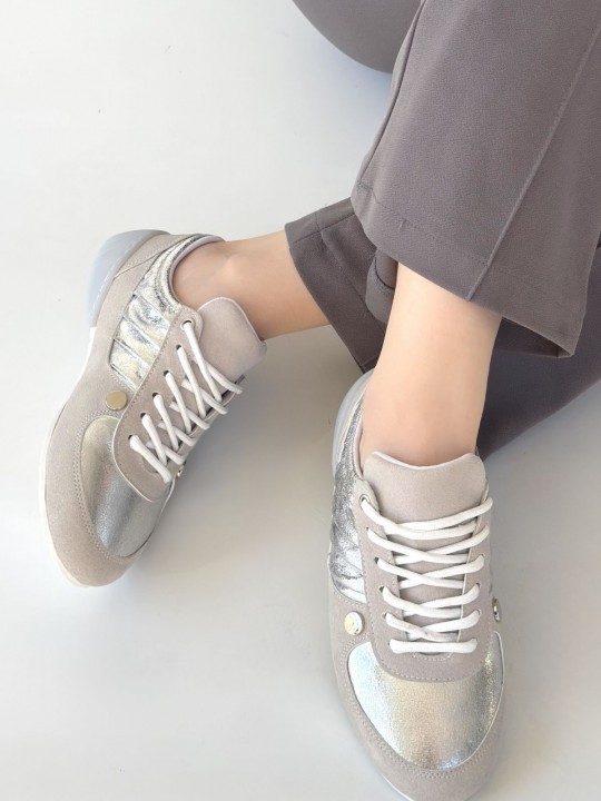 Javion Nubuk Gümüş Detaylı Spor Ayakkabı - ER267848