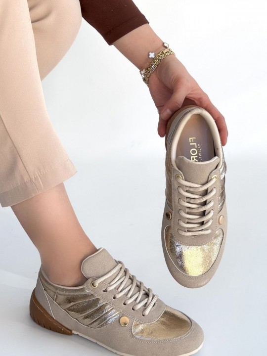 Javion Nubuk Gold Detaylı Spor Ayakkabı - ER267849