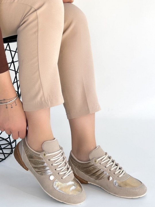 Javion Nubuk Gold Detaylı Spor Ayakkabı - ER267849