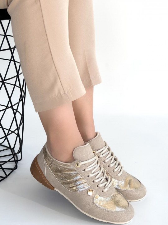 Javion Nubuk Gold Detaylı Spor Ayakkabı - ER267849