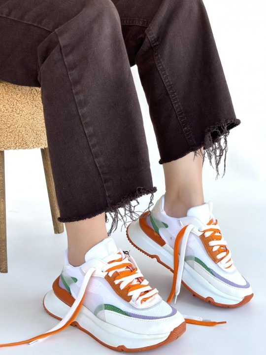 Aléxar Cilt Turuncu Detaylı Çift Bağcıklı Spor Ayakkabı - ER268057