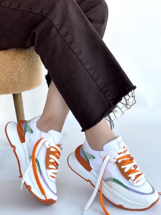 Aléxar Cilt Turuncu Detaylı Çift Bağcıklı Spor Ayakkabı - ER268057