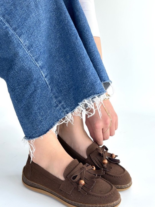 Baryon Noir Deri Tozu Süet Babet Ayakkabı - ER268096