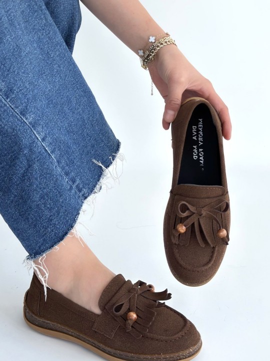 Baviera Deri Tozu Süet Babet Ayakkabı - ER268096