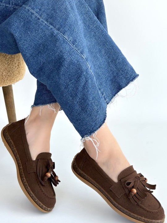 Baryon Noir Deri Tozu Süet Babet Ayakkabı - ER268096