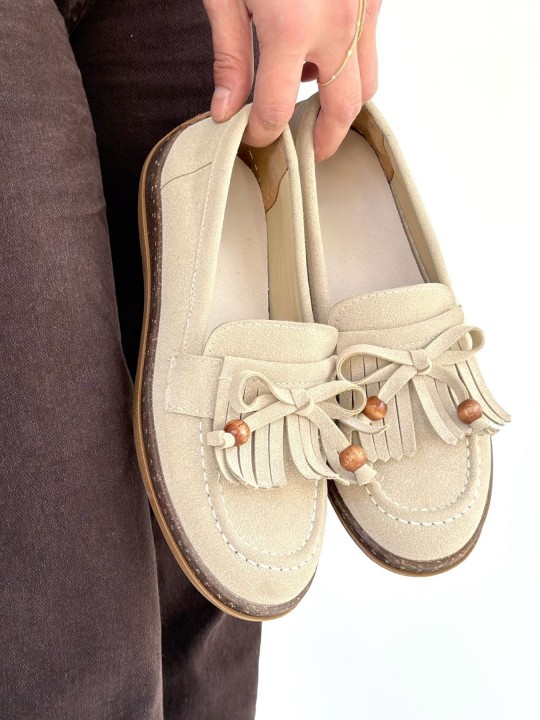 Baviera Deri Tozu Süet Babet Ayakkabı - ER268096