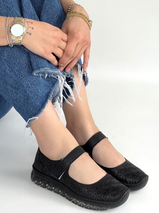 Selvia Deri Cırt Cırtlı Babet Ayakkabı - ER268270